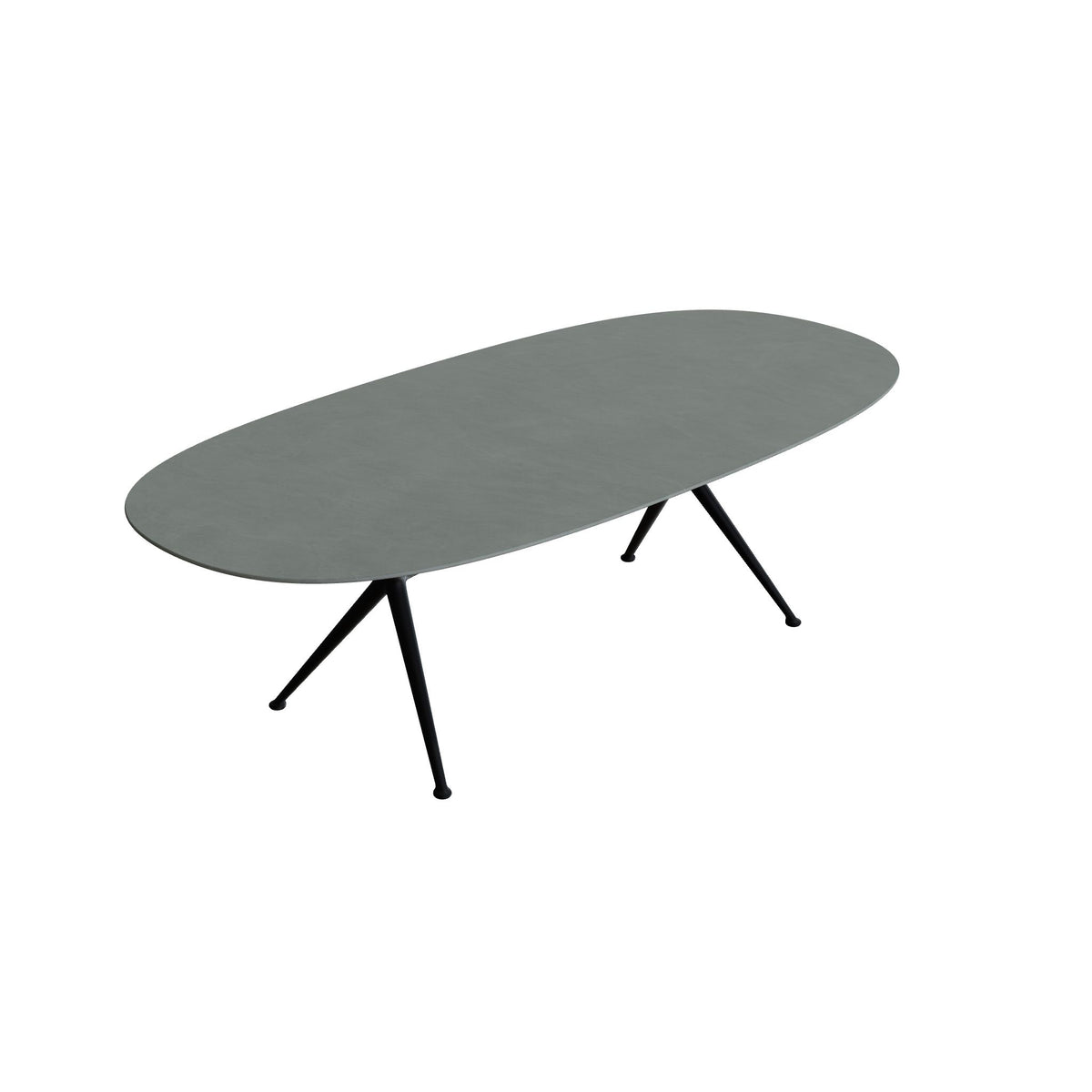 Royal Botania Exes Tisch Super-Ellipse 250 x 120 cm, Gestell anthrazit, Keramik steingrün (Verdezza Amazon)