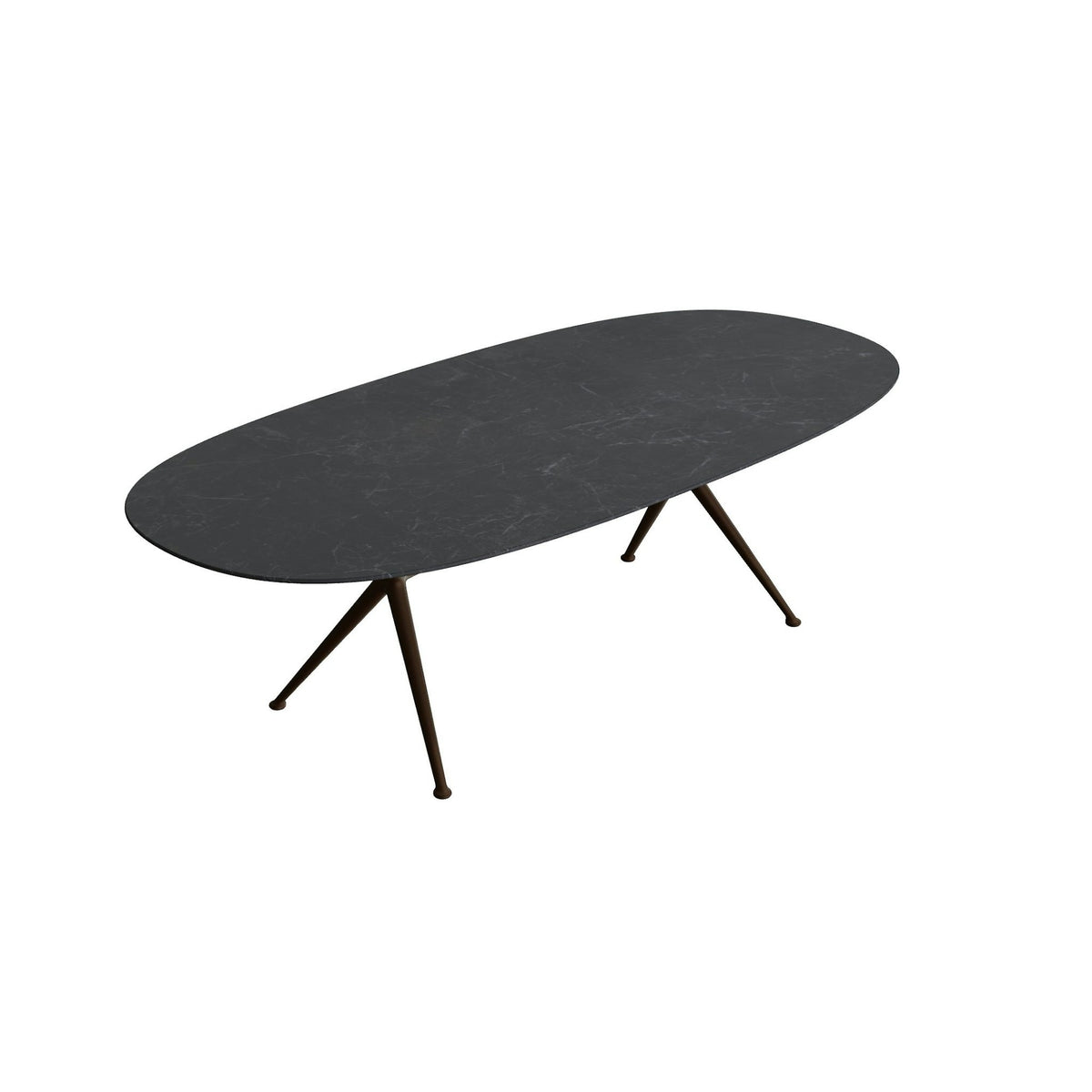 Royal Botania Exes Tisch Super-Ellipse 250 x 120 cm – bronze · Keramik schwarz geädert (Nero Marquina)