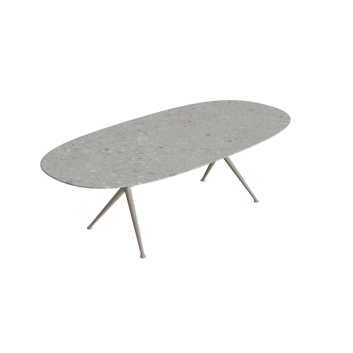 Royal Botania Exes Tisch Super-Ellipse 250 x 120 cm, Gestell pebble, Keramik grau gemustert (Ceppo Dolomitica)