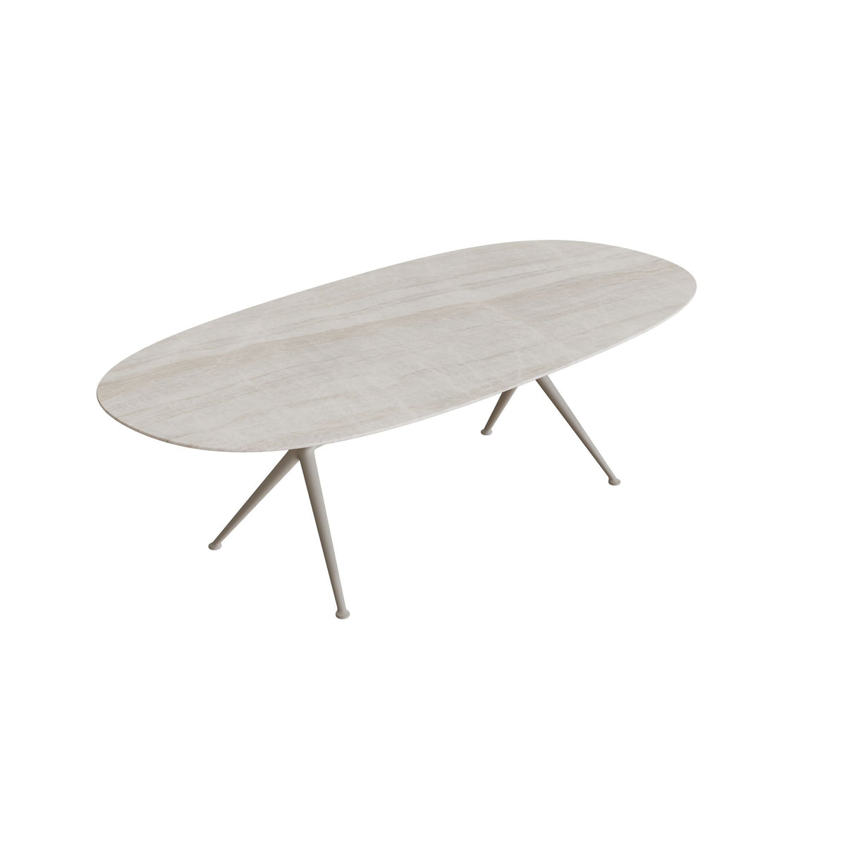 Royal Botania Exes Tisch Super-Ellipse 250 x 120 cm, Gestell pebble, Keramik grau-braun geädert (Strato Quartz)