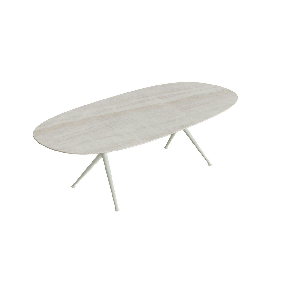 Royal Botania Exes Tisch Super-Ellipse 250 x 120 cm – weiß · Keramik grau-braun geädert (Strato Quartz)