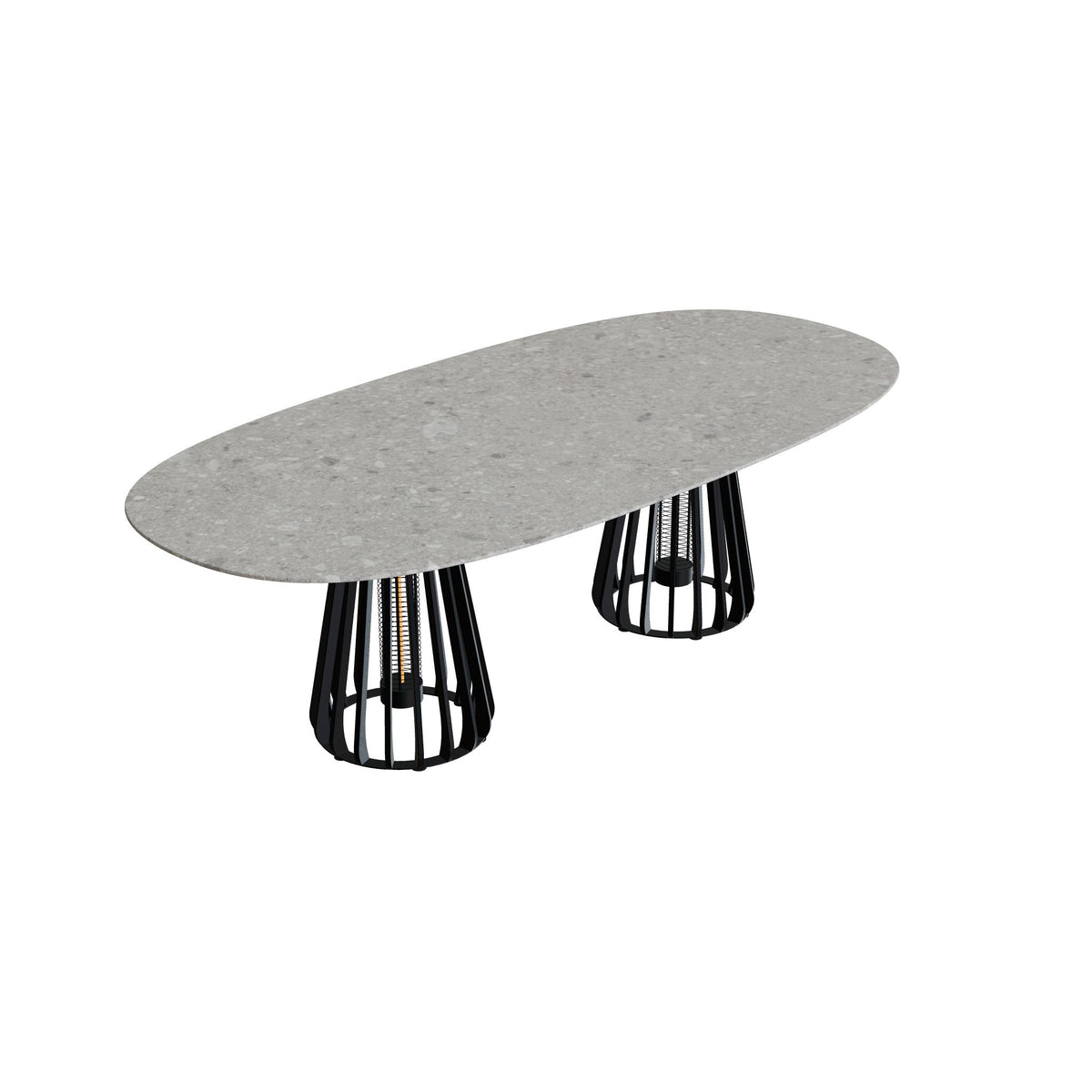 Royal Botania Furniz Tisch Super-Ellipse 250 x 120 cm, Esstisch, Gestell anthrazit, Keramik grau gemustert (Ceppo Dolomitica)