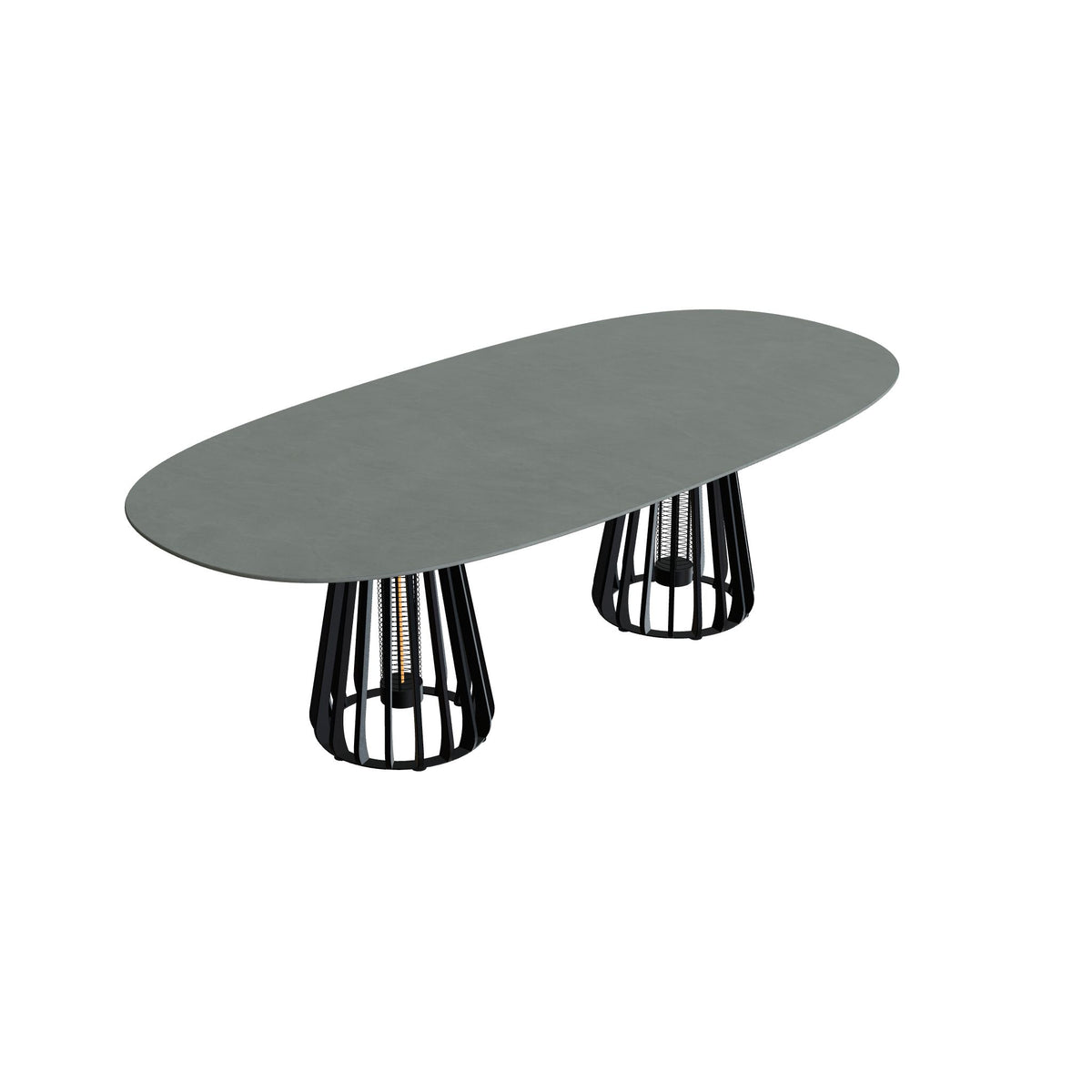 Royal Botania Furniz Tisch Super-Ellipse 250 x 120 cm, Esstisch, Gestell anthrazit, Keramik steingrün (Verdezza Amazon)