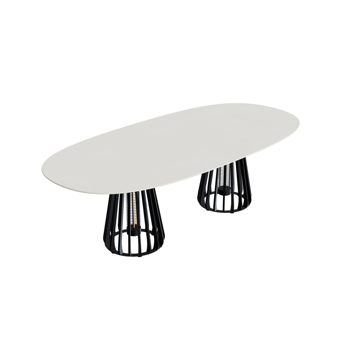 Royal Botania Furniz Tisch Super-Ellipse 250 x 120 cm, Esstisch, Gestell anthrazit, Keramik weiß (white)