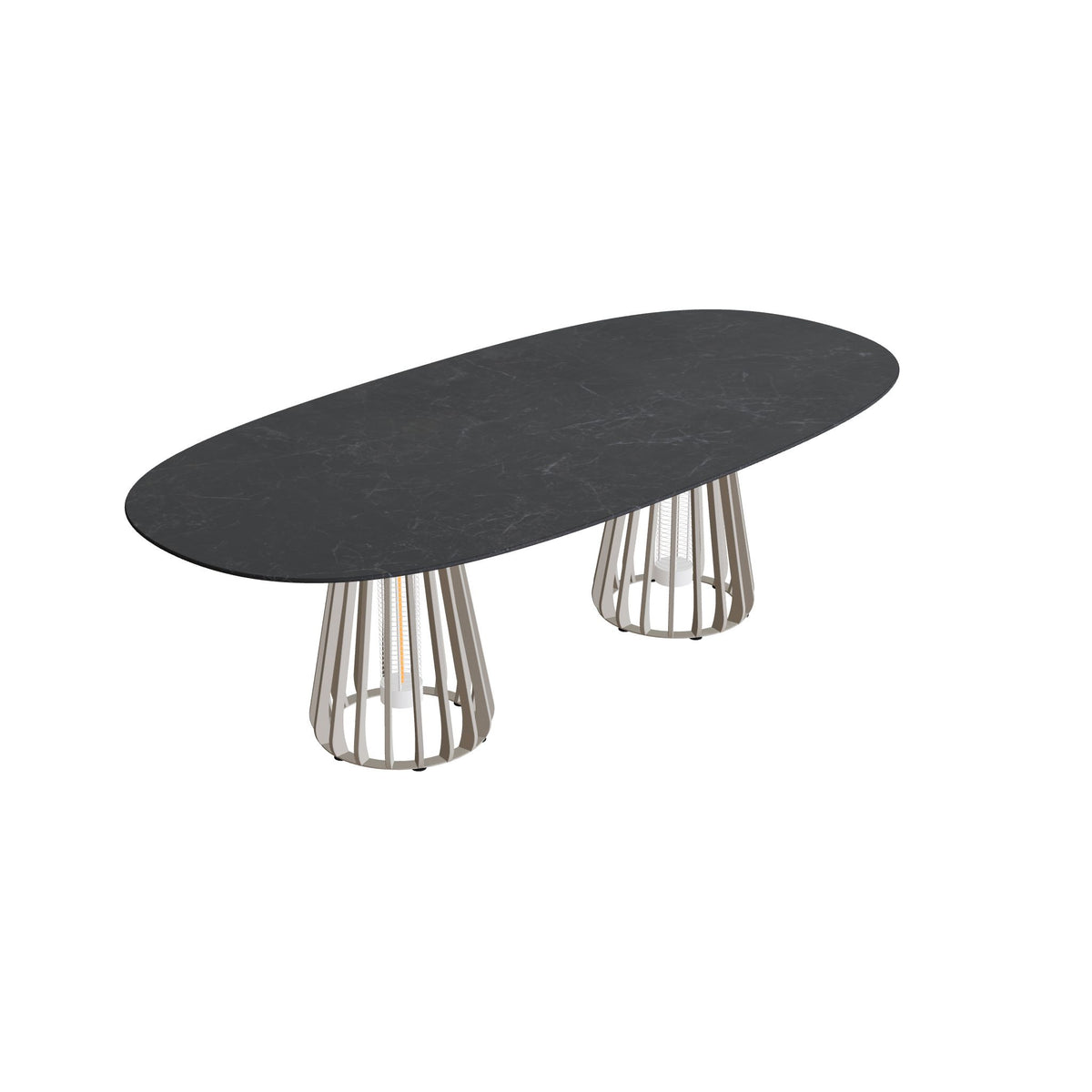 Royal Botania Furniz Tisch Super-Ellipse 250 x 120 cm, Esstisch, Gestell pebble, Keramik schwarz geädert (Nero Marquina)