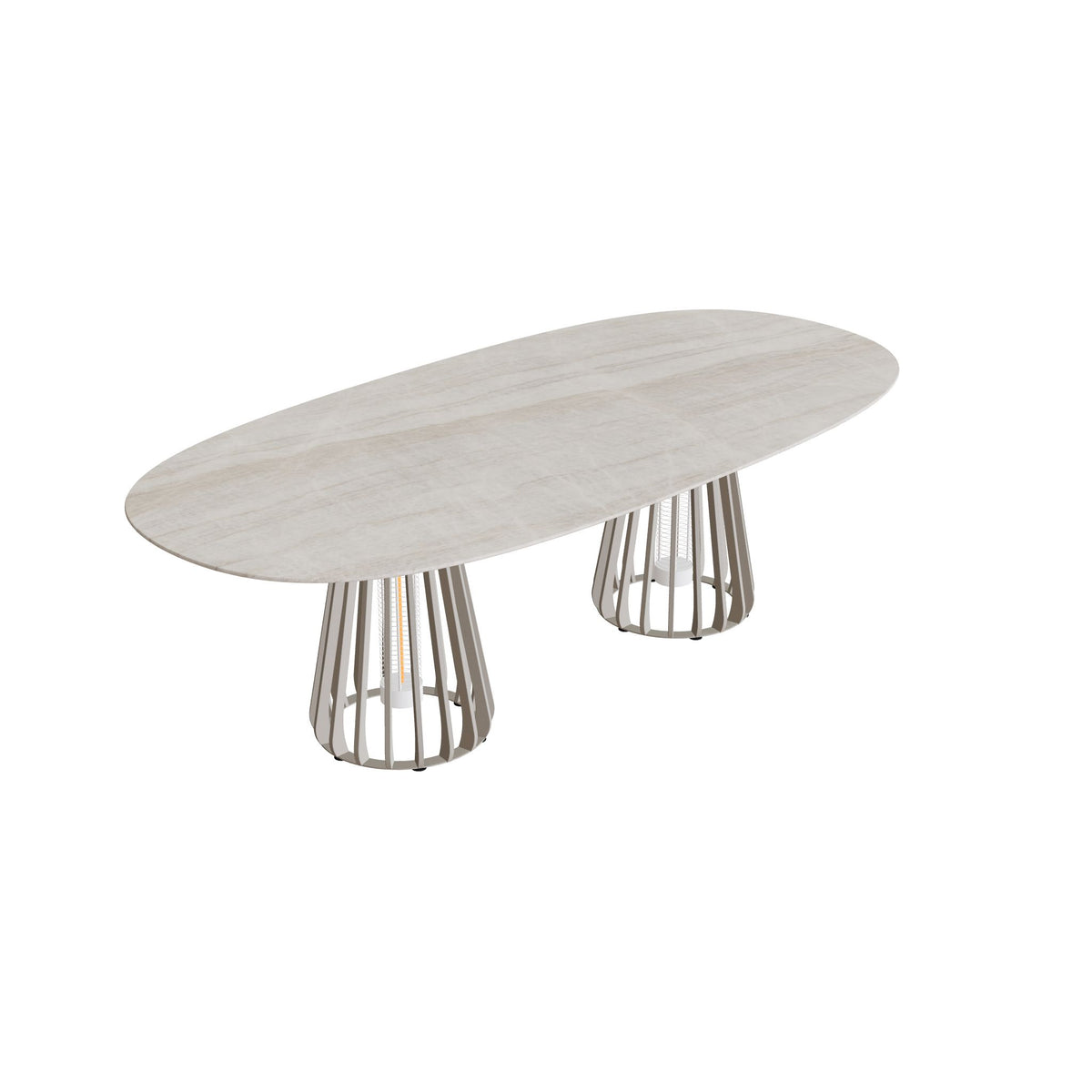 Royal Botania Furniz Tisch Super-Ellipse 250 x 120 cm, Esstisch, Gestell pebble, Keramik grau-braun geädert (Strato Quartz)