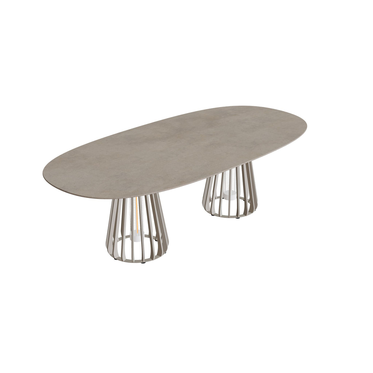 Royal Botania Furniz Tisch Super-Ellipse 250 x 120 cm, Esstisch, Gestell pebble, Keramik graubraun (Terra Sabbia)