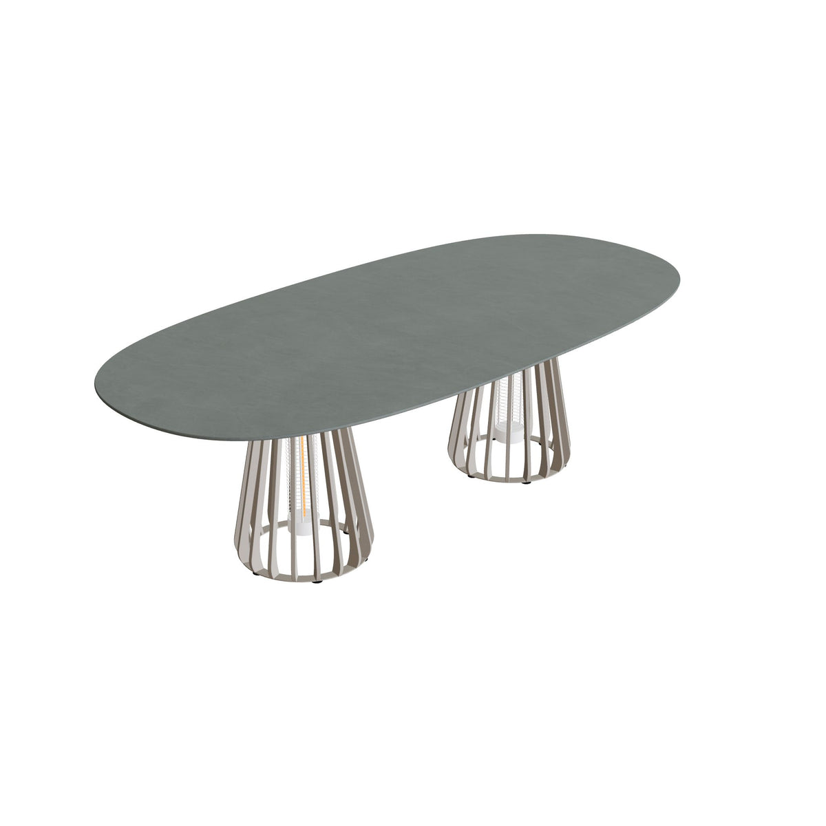 Royal Botania Furniz Tisch Super-Ellipse 250 x 120 cm, Esstisch, Gestell pebble, Keramik steingrün (Verdezza Amazon)