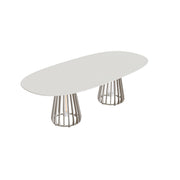 Royal Botania Furniz Tisch Super-Ellipse 250 x 120 cm, Esstisch, Gestell pebble, Keramik weiß (white)
