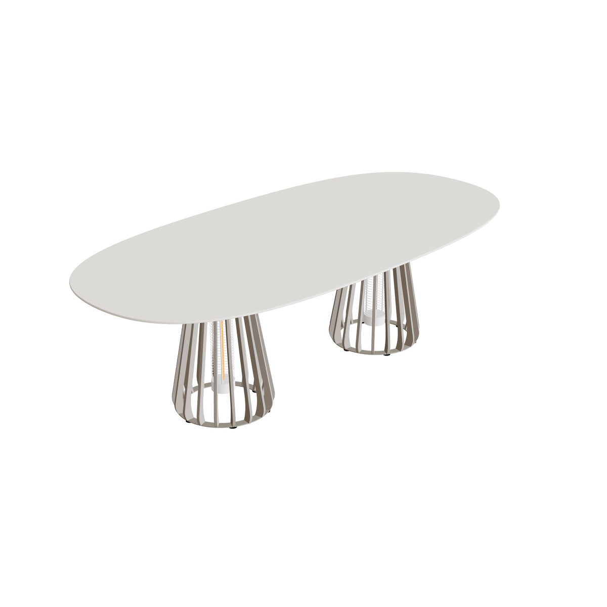 Royal Botania Furniz Tisch Super-Ellipse 250 x 120 cm, Esstisch, Gestell pebble, Keramik weiß (white)