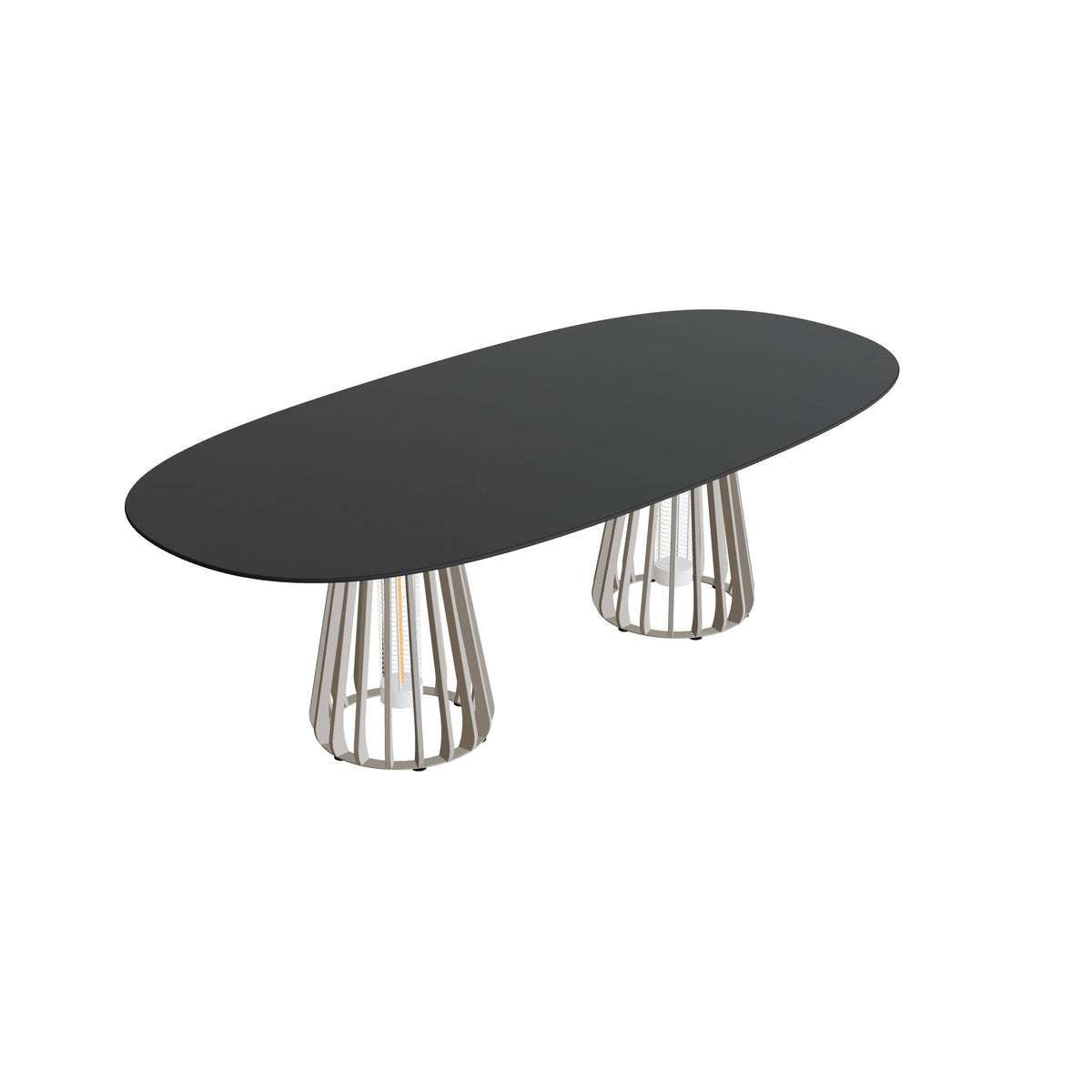 Royal Botania Furniz Tisch Super-Ellipse 250 x 120 cm, Esstisch, Gestell pebble, Keramik schwarz (black)