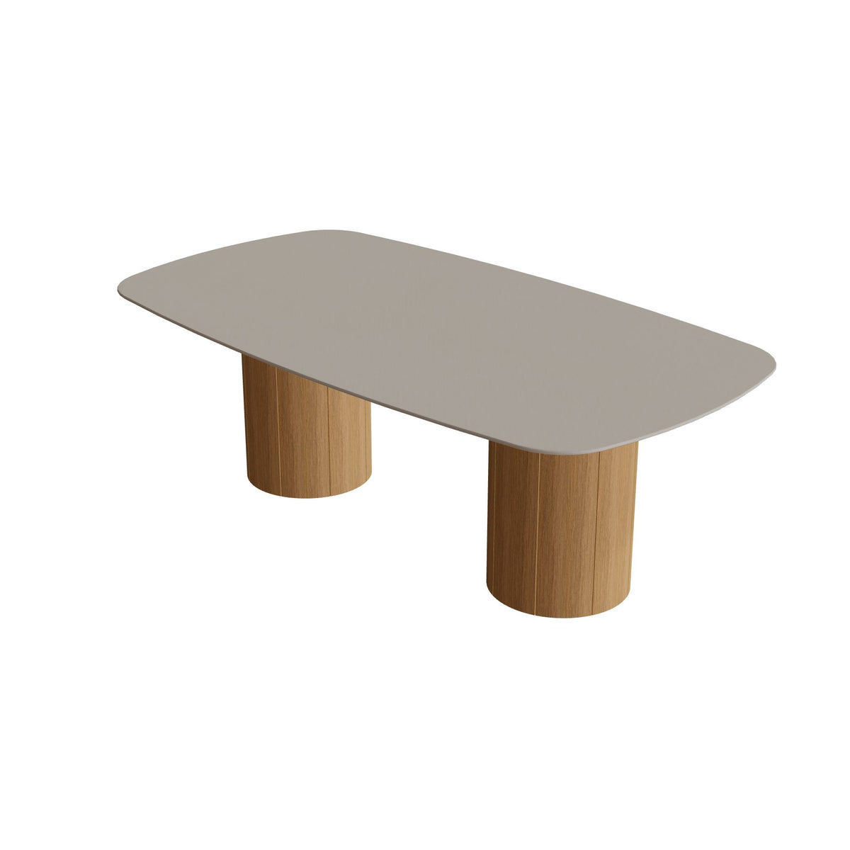 Royal Botania Regaliz Tisch oval 220 x 120 cm mit Rundfuß, Esstisch, Fuß Teak, Keramik perlgrau (Pearl Grey)
