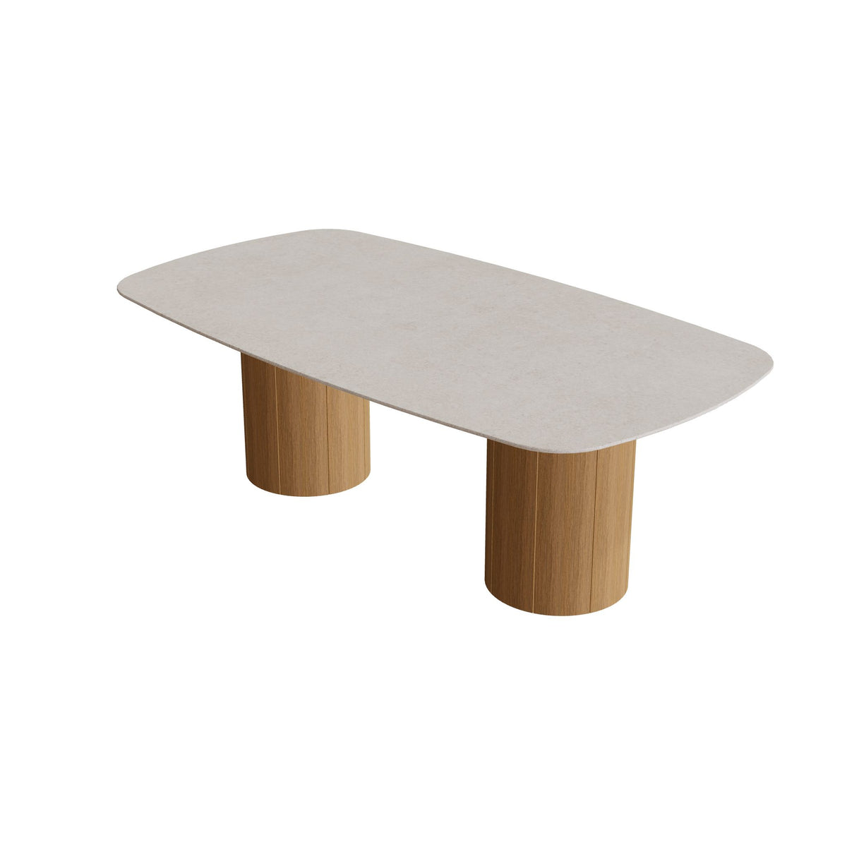 Royal Botania Regaliz Tisch oval 220 x 120 cm mit Rundfuß, Esstisch, Fuß Teak, Keramik grau gesprenkelt (Sienna Arena)