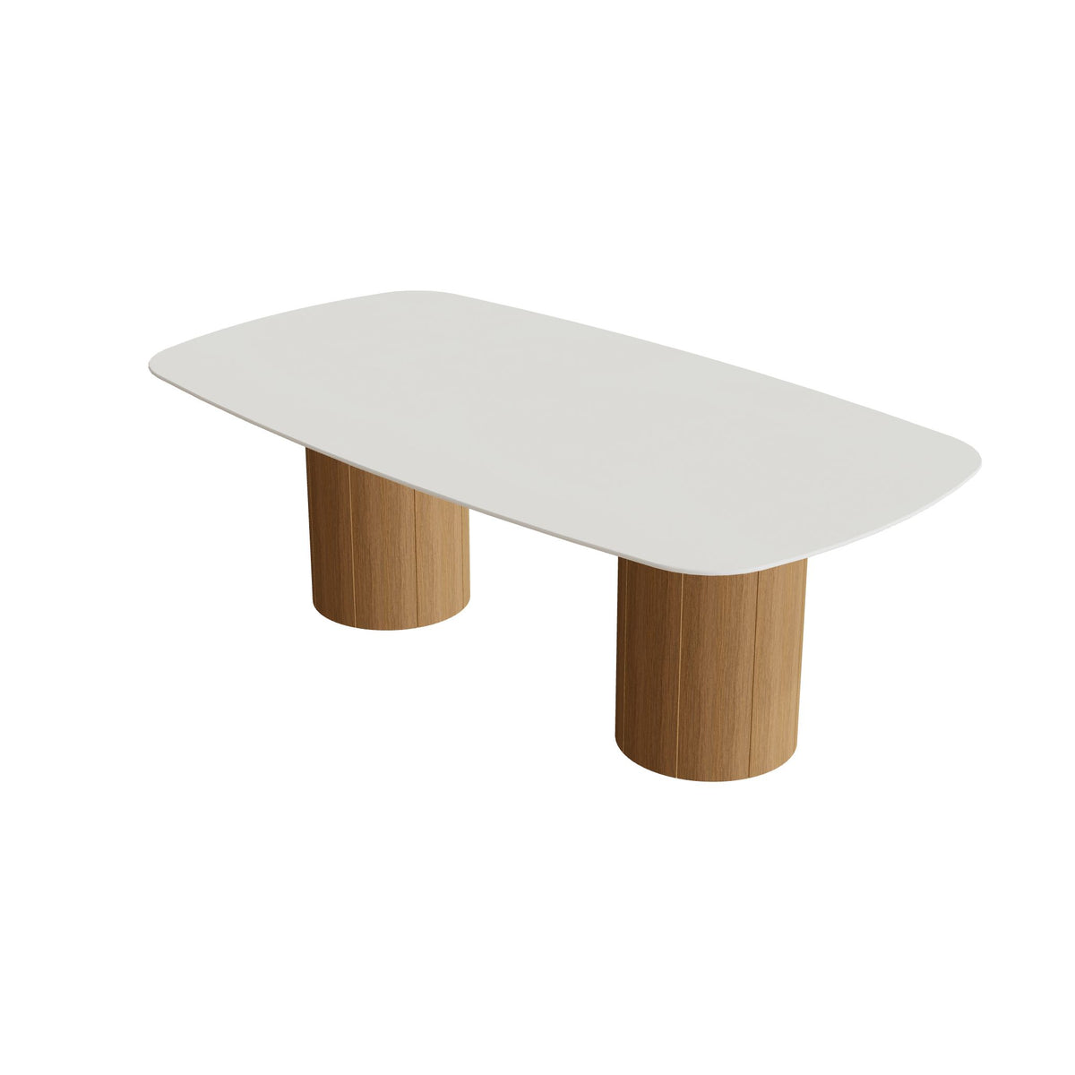 Royal Botania Regaliz Tisch oval 220 x 120 cm mit Rundfuß, Esstisch, Fuß Teak, Keramik weiß (white)