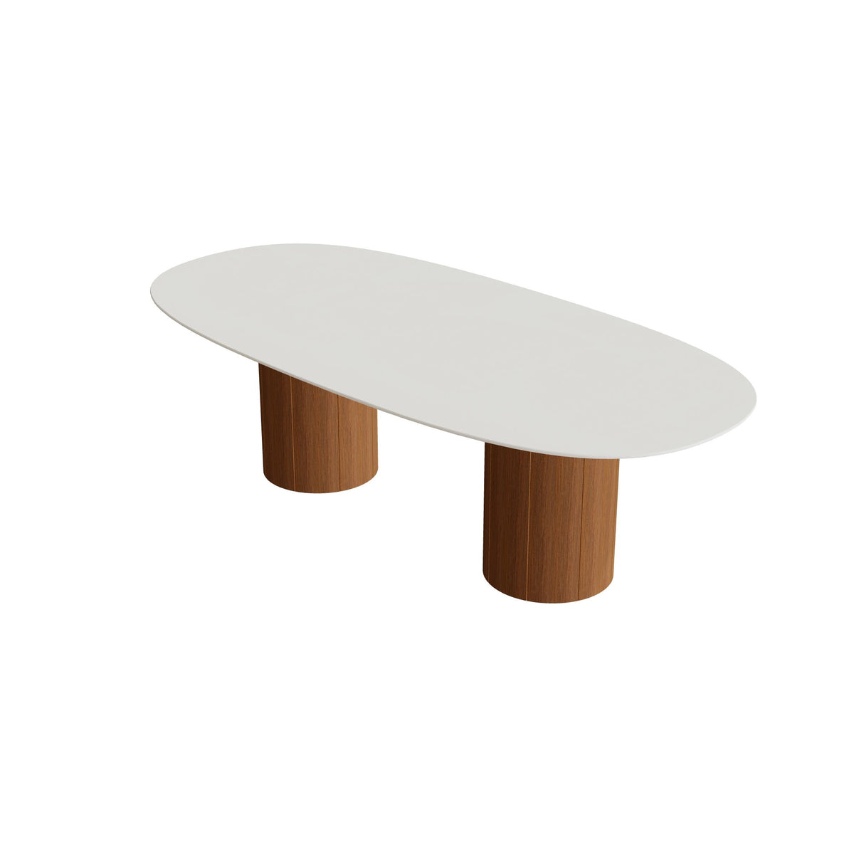 Royal Botania Regaliz Tisch Super-Ellipse 250 x 120 cm mit Rundfuß, Esstisch, Fuß Teak geölt, Keramik weiß (white)