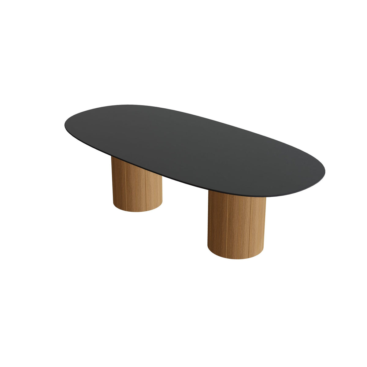 Royal Botania Regaliz Tisch Super-Ellipse 250 x 120 cm mit Rundfuß, Esstisch, Fuß Teak, Keramik schwarz (black)