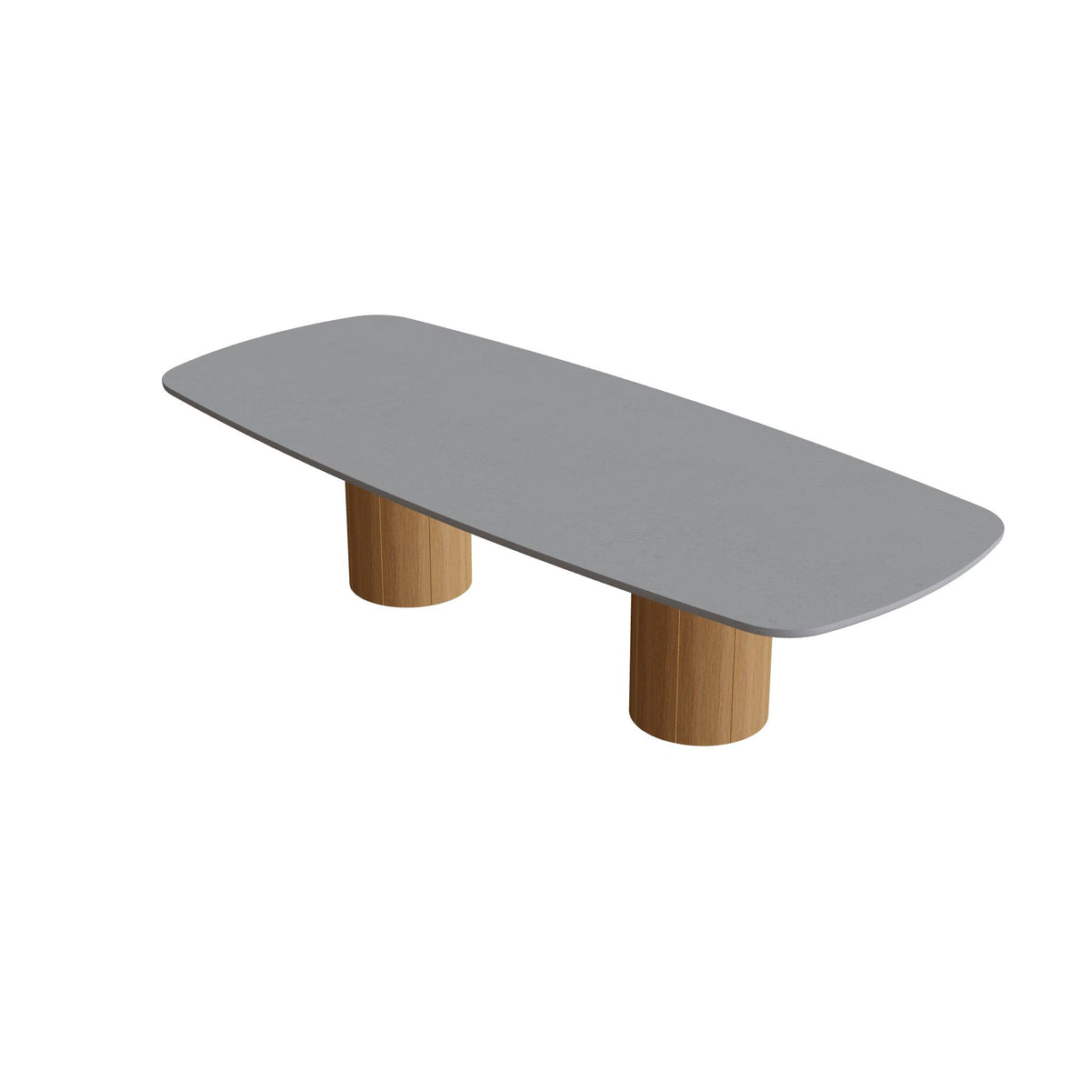 Royal Botania Regaliz Tisch oval 300 x 120 cm mit Rundfuß, Esstisch, Fuß Teak, Beton zementgrau (cement grey)