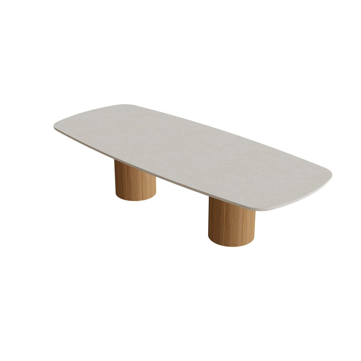 Royal Botania Regaliz Tisch oval 300 x 120 cm mit Rundfuß, Esstisch, Fuß Teak, Beton sand (desert)