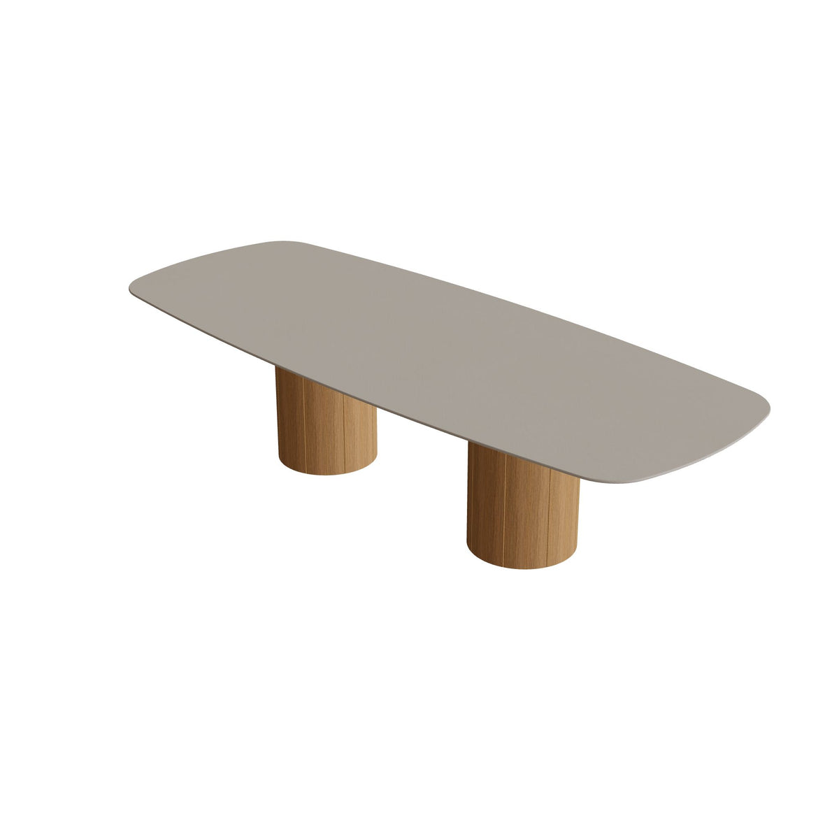 Royal Botania Regaliz Tisch oval 300 x 120 cm mit Rundfuß, Esstisch, Fuß Teak, Keramik perlgrau (Pearl Grey)