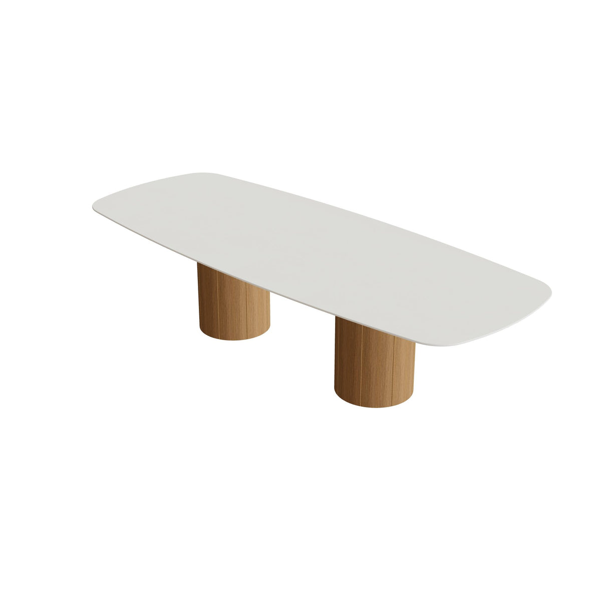 Royal Botania Regaliz Tisch oval 300 x 120 cm mit Rundfuß, Esstisch, Fuß Teak, Keramik weiß (white)