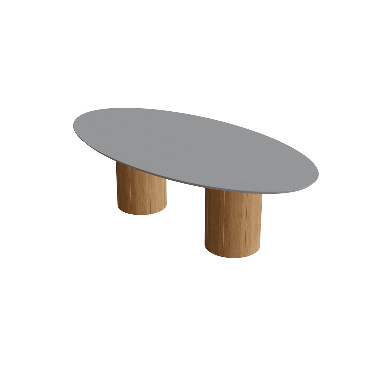 Royal Botania Regaliz Tisch Ellipse 250 x 130 cm mit Rundfuß, Esstisch, Fuß Teak, Beton zementgrau (cement grey)