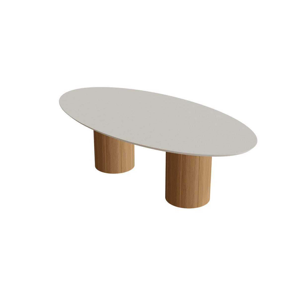 Royal Botania Regaliz Tisch Ellipse 250 x 130 cm mit Rundfuß, Esstisch, Fuß Teak, Beton sand (desert)