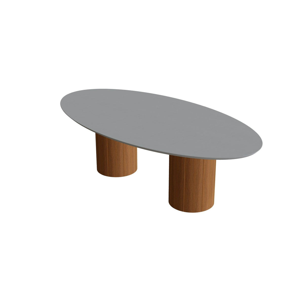 Royal Botania Regaliz Tisch Ellipse 250 x 130 cm mit Rundfuß – Esstisch, H 75 cm · Teak geölt · Beton zementgrau (cement grey)