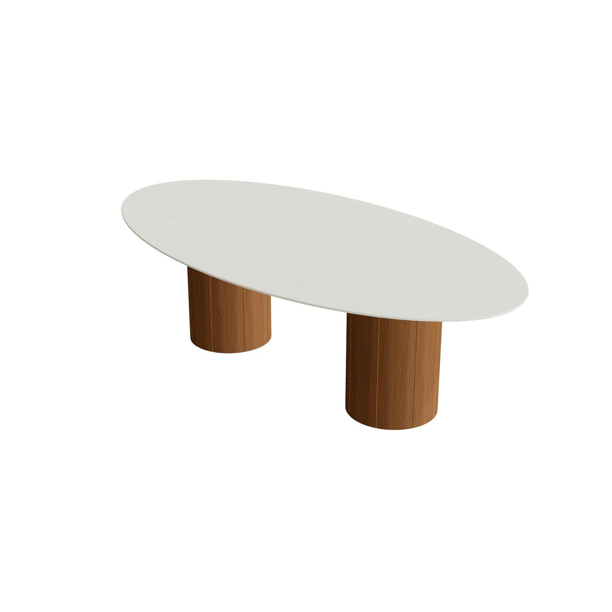 Royal Botania Regaliz Tisch Ellipse 250 x 130 cm mit Rundfuß – Esstisch, H 75 cm · Teak geölt · Keramik weiß (white)