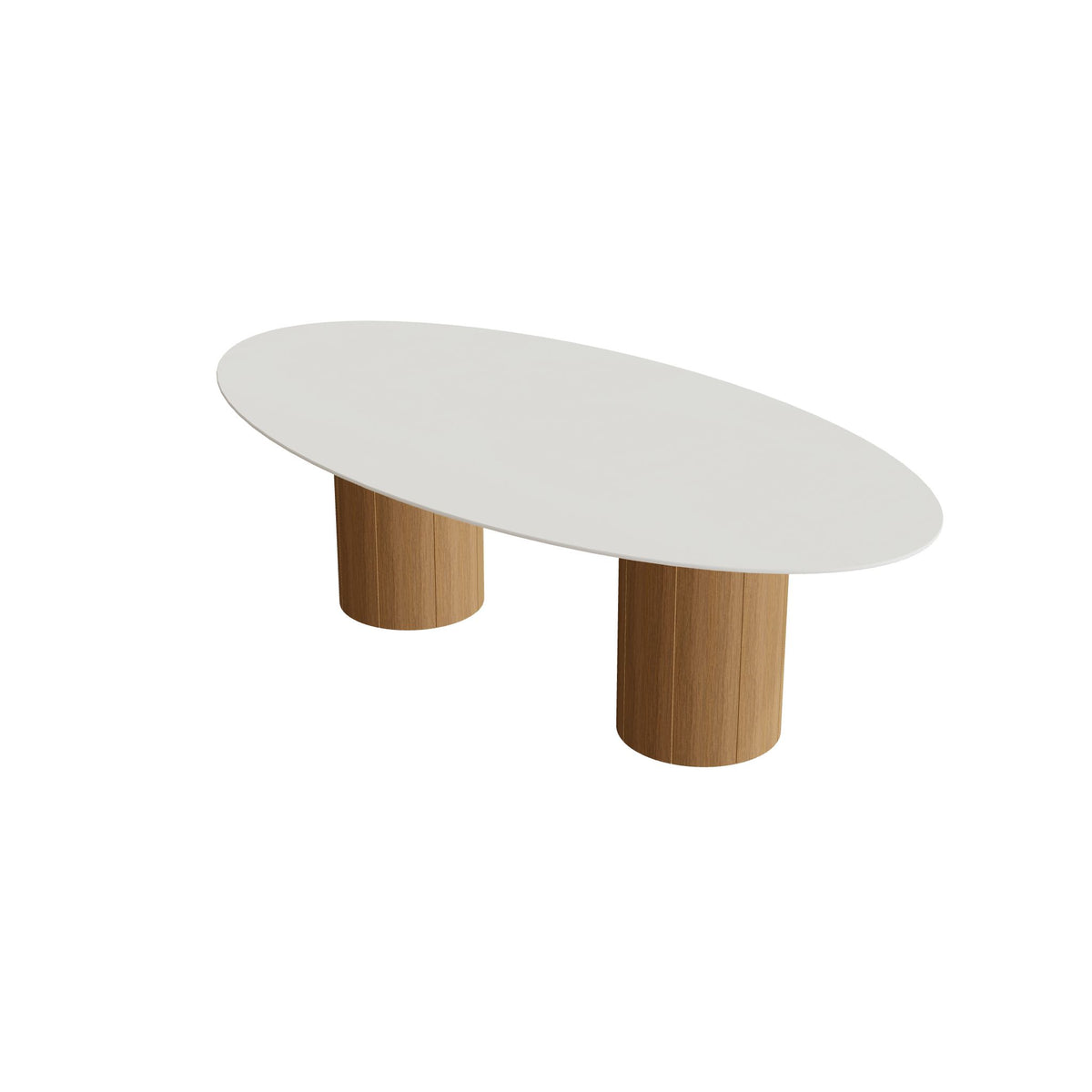 Royal Botania Regaliz Tisch Ellipse 250 x 130 cm mit Rundfuß, Esstisch, Fuß Teak, Keramik weiß (white)