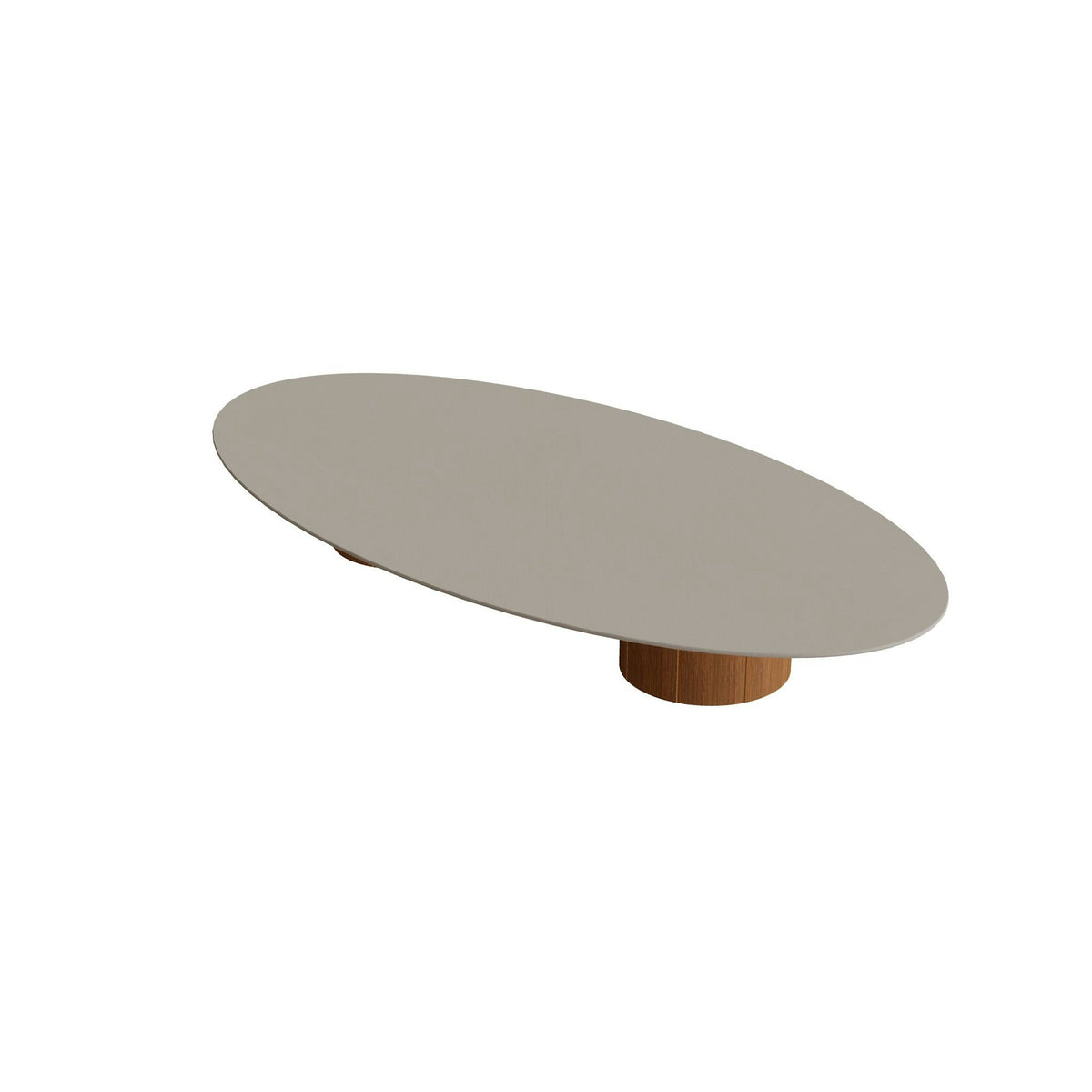 Royal Botania Regaliz Tisch Ellipse 250 x 130 cm mit Rundfuß – Loungetisch, H 35 cm · Teak geölt · Keramik perlgrau (Pearl Grey)