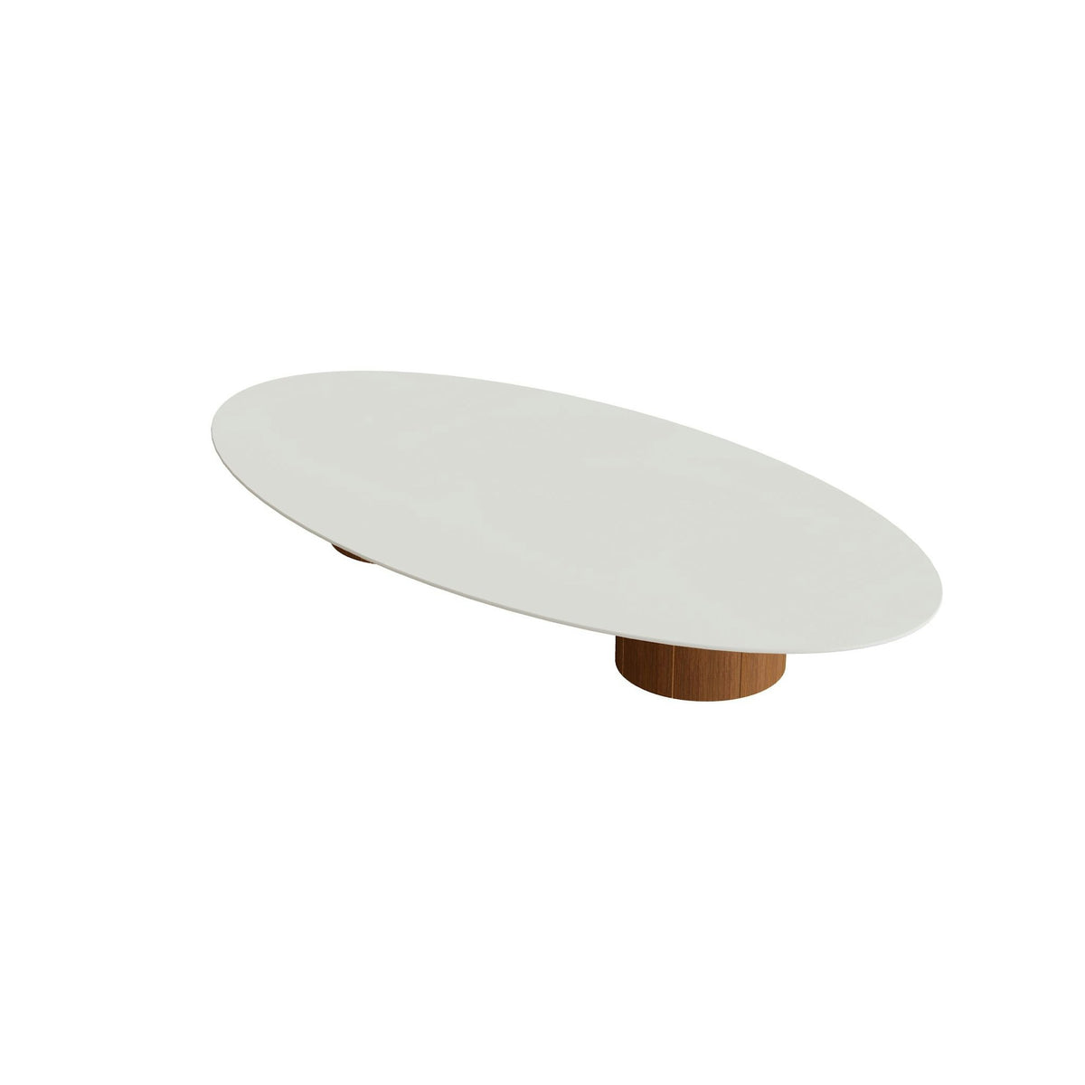 Royal Botania Regaliz Tisch Ellipse 250 x 130 cm mit Rundfuß – Loungetisch, H 35 cm · Teak geölt · Keramik weiß (white)