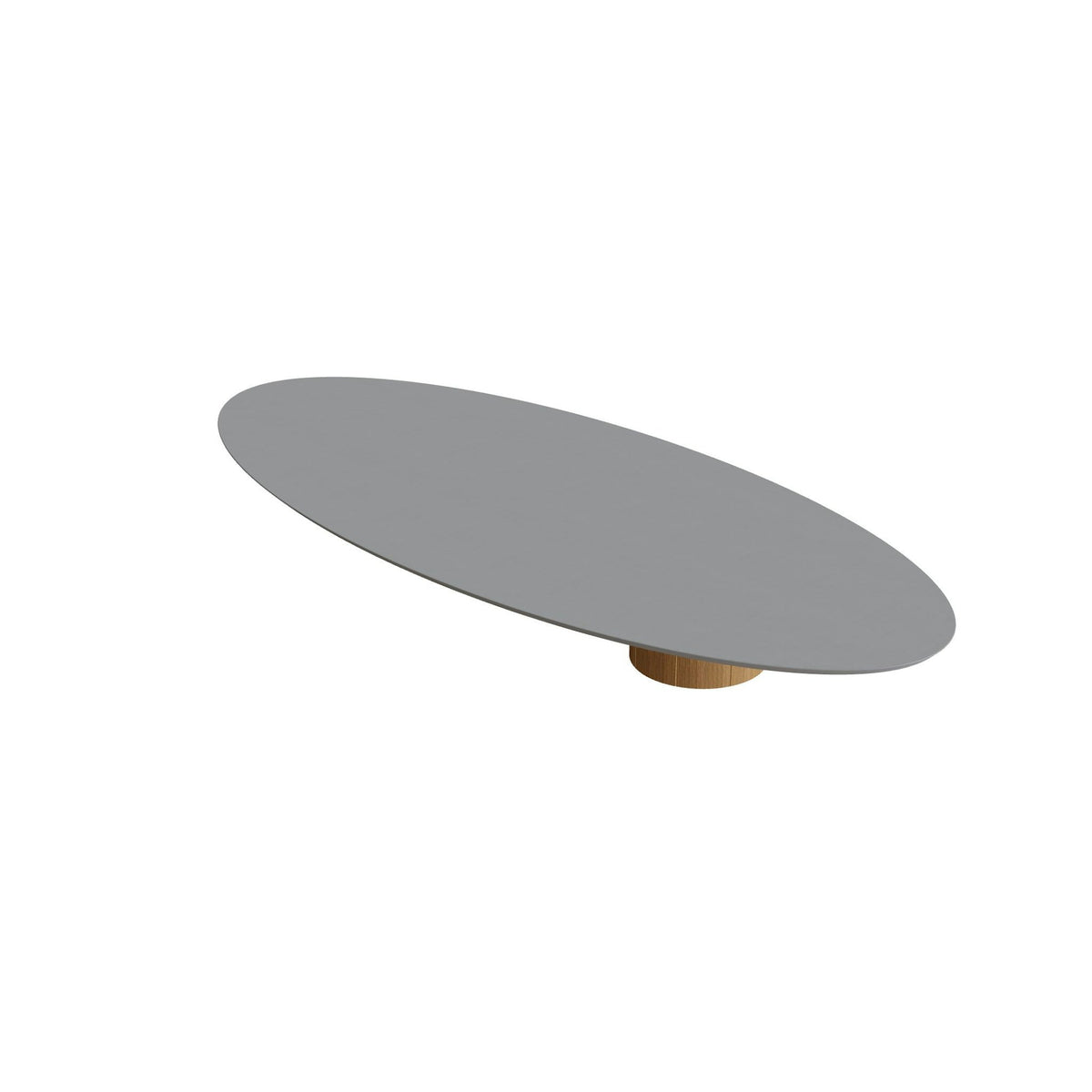 Royal Botania Regaliz Tisch Ellipse 320 x 140 cm mit Rundfuß – Loungetisch, H 35 cm · Teak · Beton zementgrau (cement grey)