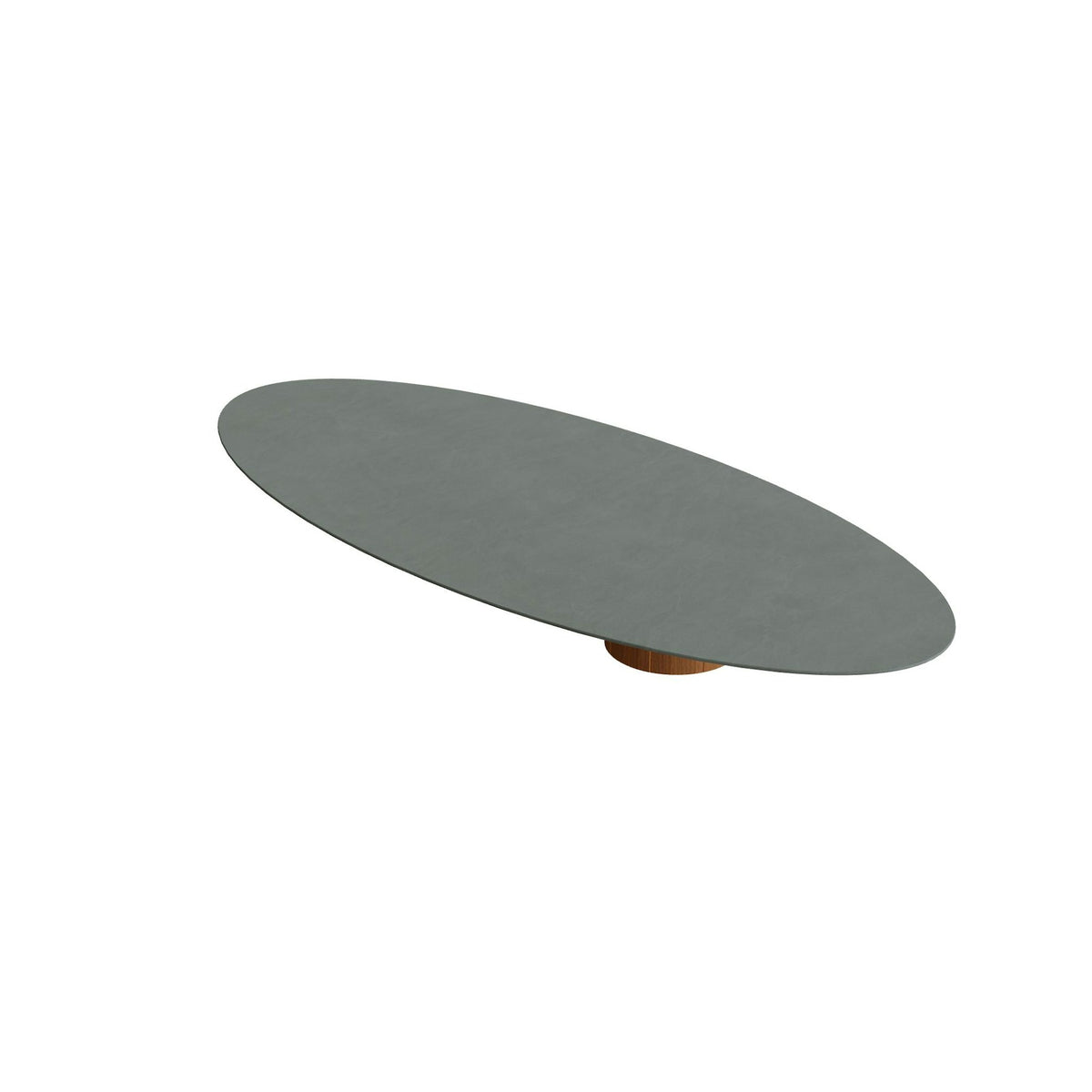Royal Botania Regaliz Tisch Ellipse 320 x 140 cm mit Rundfuß – Loungetisch, H 35 cm · Teak geölt · Keramik steingrün (Verdezza Amazon)
