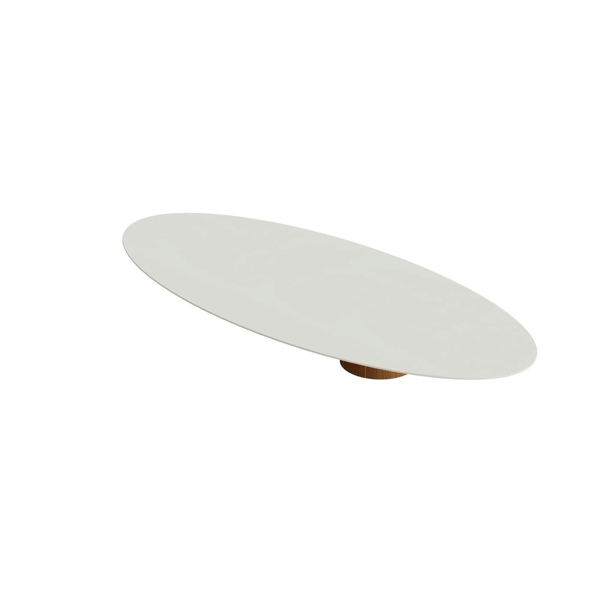 Royal Botania Regaliz Tisch Ellipse 320 x 140 cm mit Rundfuß – Loungetisch, H 35 cm · Teak geölt · Keramik weiß (white)