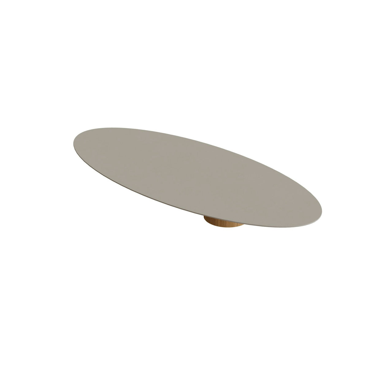 Royal Botania Regaliz Tisch Ellipse 320 x 140 cm mit Rundfuß – Loungetisch, H 35 cm · Teak · Keramik perlgrau (Pearl Grey)