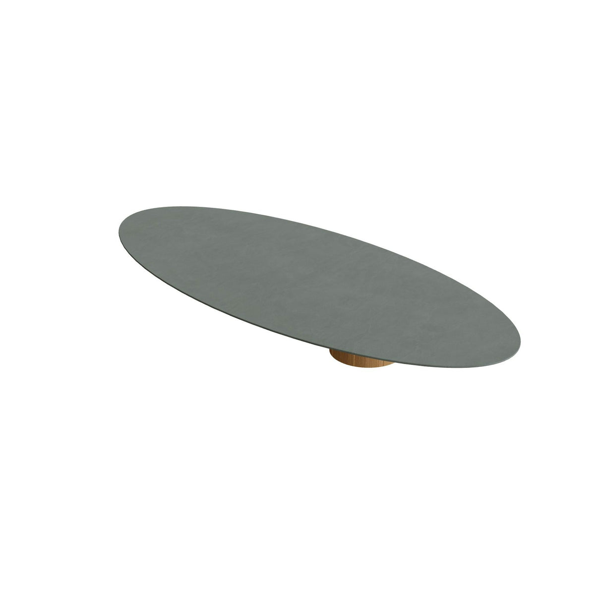 Royal Botania Regaliz Tisch Ellipse 320 x 140 cm mit Rundfuß – Loungetisch, H 35 cm · Teak · Keramik steingrün (Verdezza Amazon)