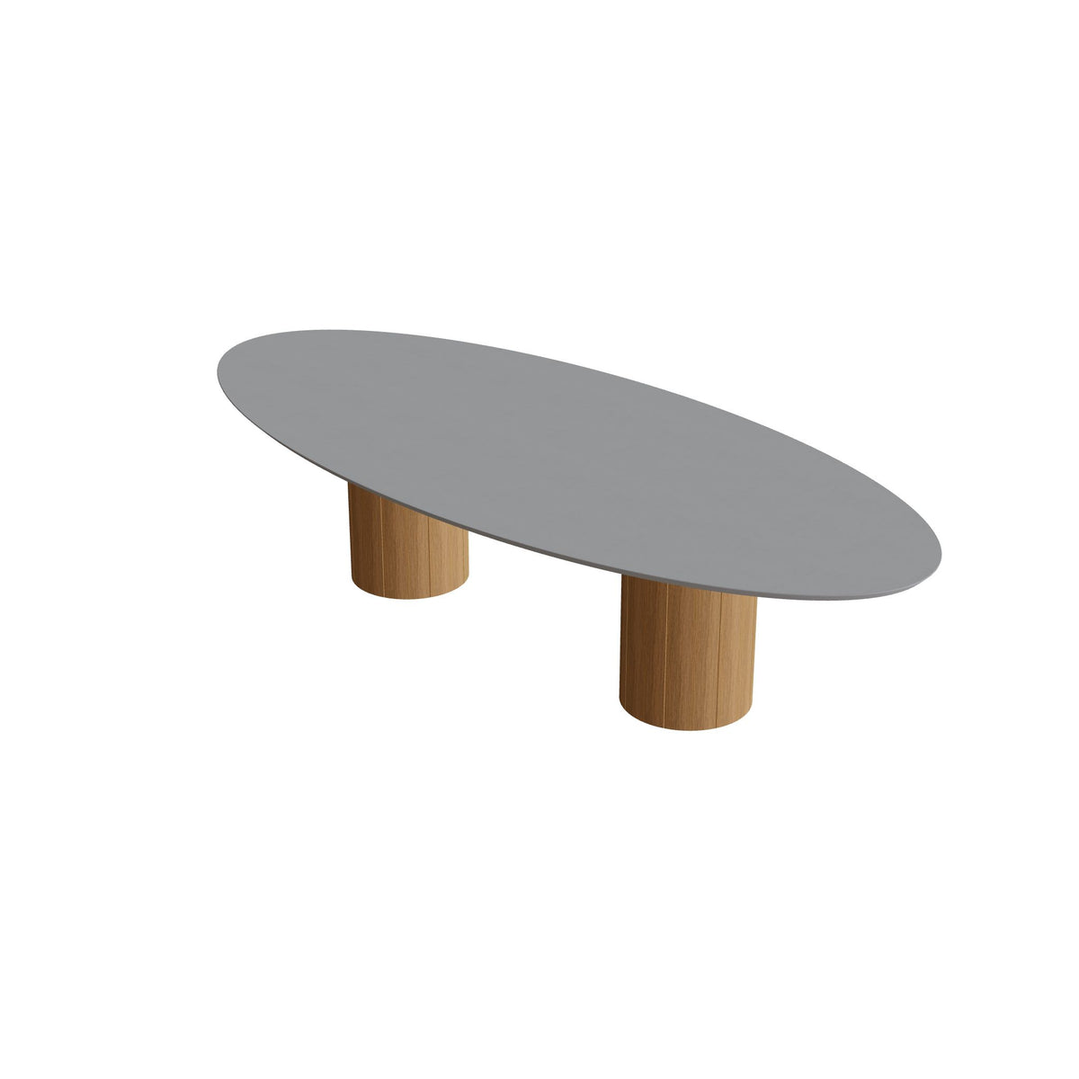 Royal Botania Regaliz Tisch Ellipse 320 x 140 cm mit Rundfuß, Esstisch, Fuß Teak, Beton zementgrau (cement grey)