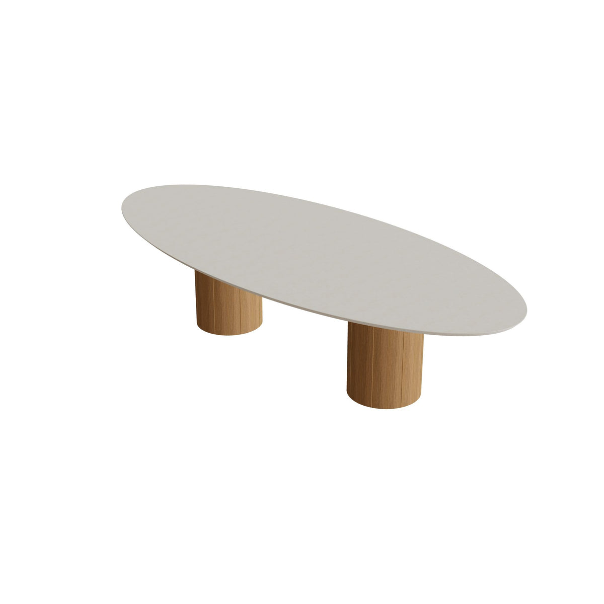 Royal Botania Regaliz Tisch Ellipse 320 x 140 cm mit Rundfuß, Esstisch, Fuß Teak, Beton sand (desert)