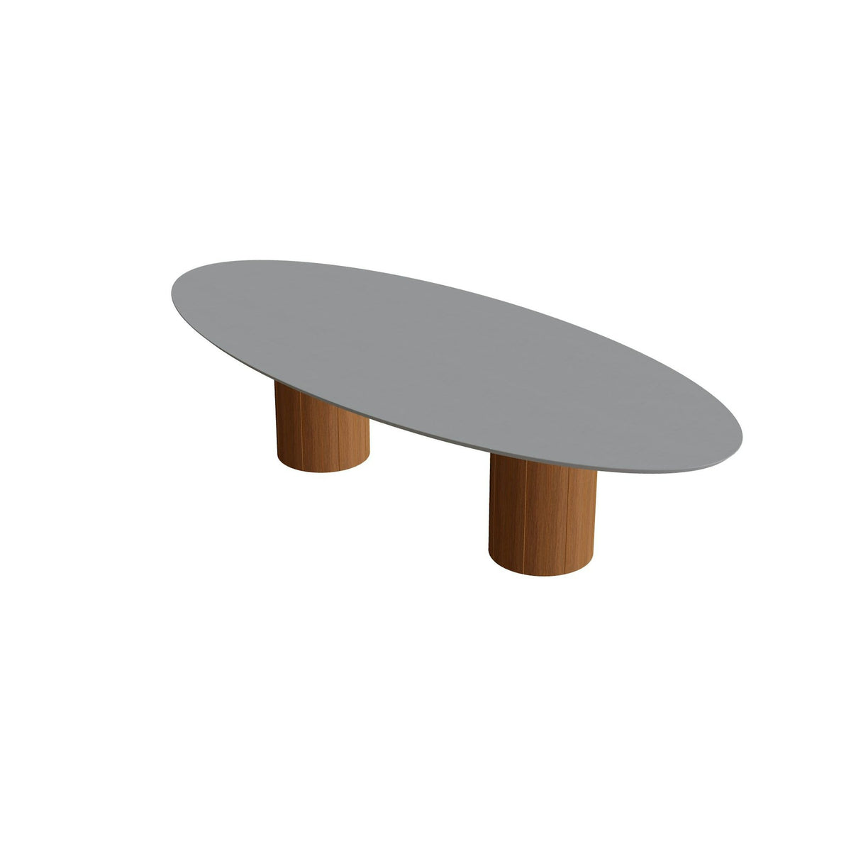 Royal Botania Regaliz Tisch Ellipse 320 x 140 cm mit Rundfuß – Esstisch, H 75 cm · Teak geölt · Beton zementgrau (cement grey)