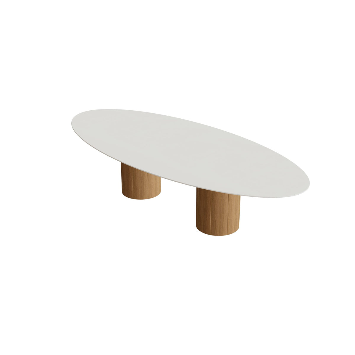 Royal Botania Regaliz Tisch Ellipse 320 x 140 cm mit Rundfuß, Esstisch, Fuß Teak, Keramik weiß (white)