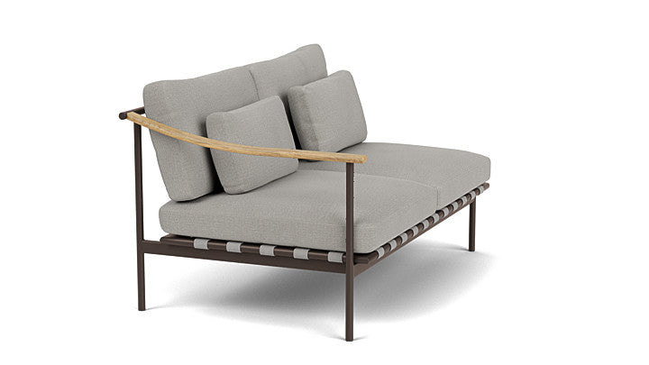 Barlow Tyrie I Around Deep Seating Zweisitzer mit Teakarmlehne links