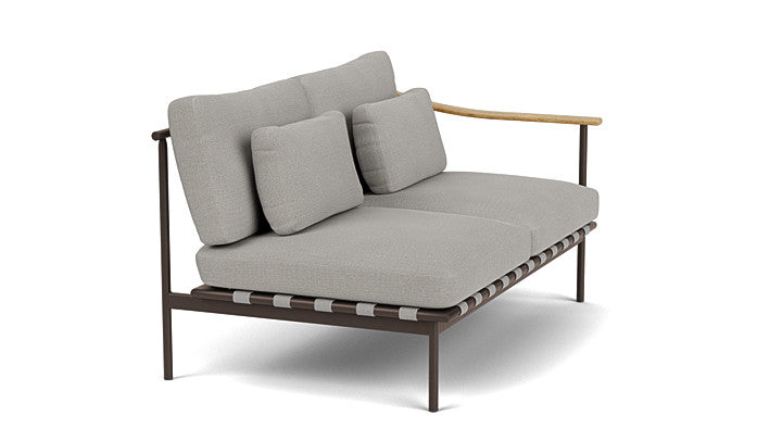 Barlow Tyrie I Around Deep Seating Zweisitzer mit Teakarmlehne rechts