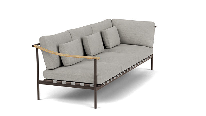 Barlow Tyrie I Around Deep Seating Dreisitzer-Eckmodul mit Teakarmlehne links