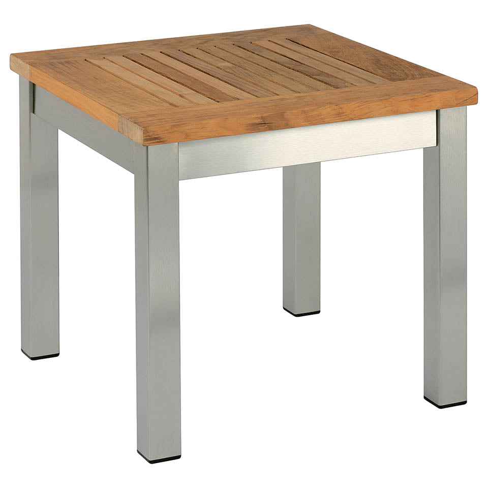 Barlow Tyrie Equinox Beistelltisch 44 cm, rechteckig aus Edelstahl & Teak – wetterfest für den Außenbereich