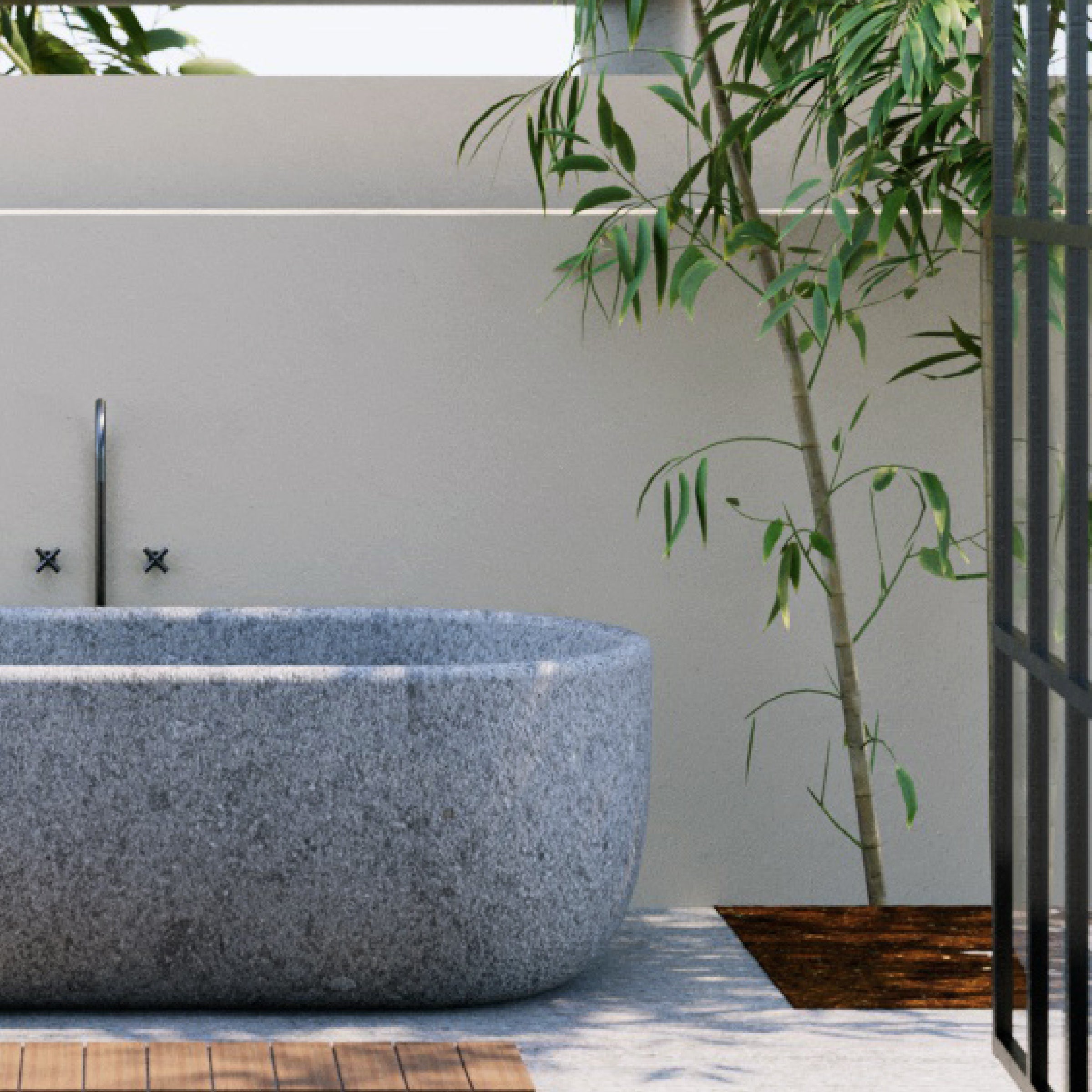 Aqua By VELTHA® – Monolithisches Wasserbecken aus Peperino Naturstein