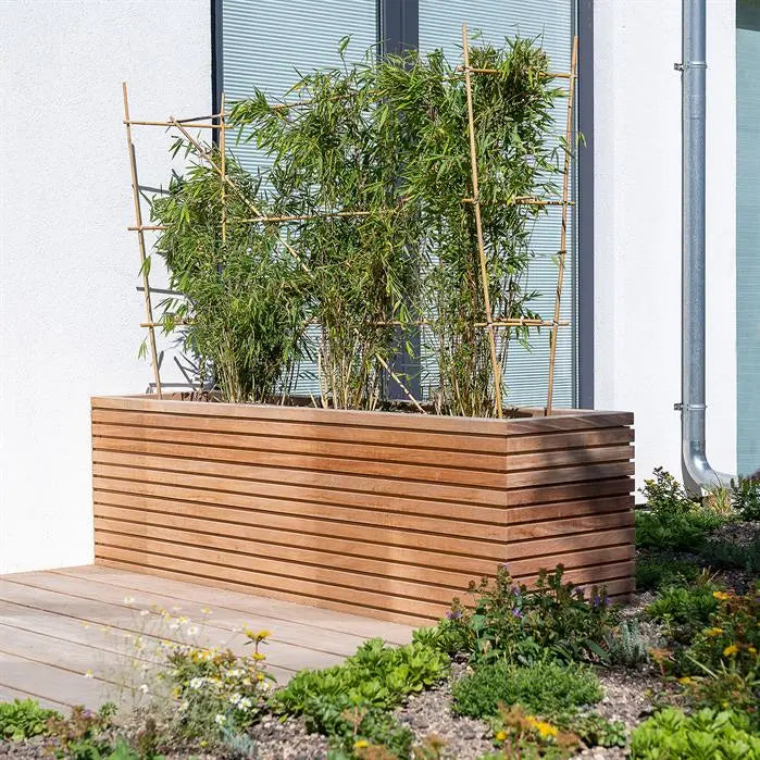 Das Malaga Rhombus Pflanzgefäß aus Hartholz ist die perfekte Wahl für alle, die einen natürlichen, nachhaltigen Look für ihren Garten suchen. Es ist robust, pflegeleicht und benötigt keine Behandlung. Mit der Zeit bekommt das Holz eine graue Farbe, die nicht nur schön aussieht, sondern auch die Qualität des Pflanzgefäßes nicht beeinträchtigt. Ideal für viele Gartenarten!