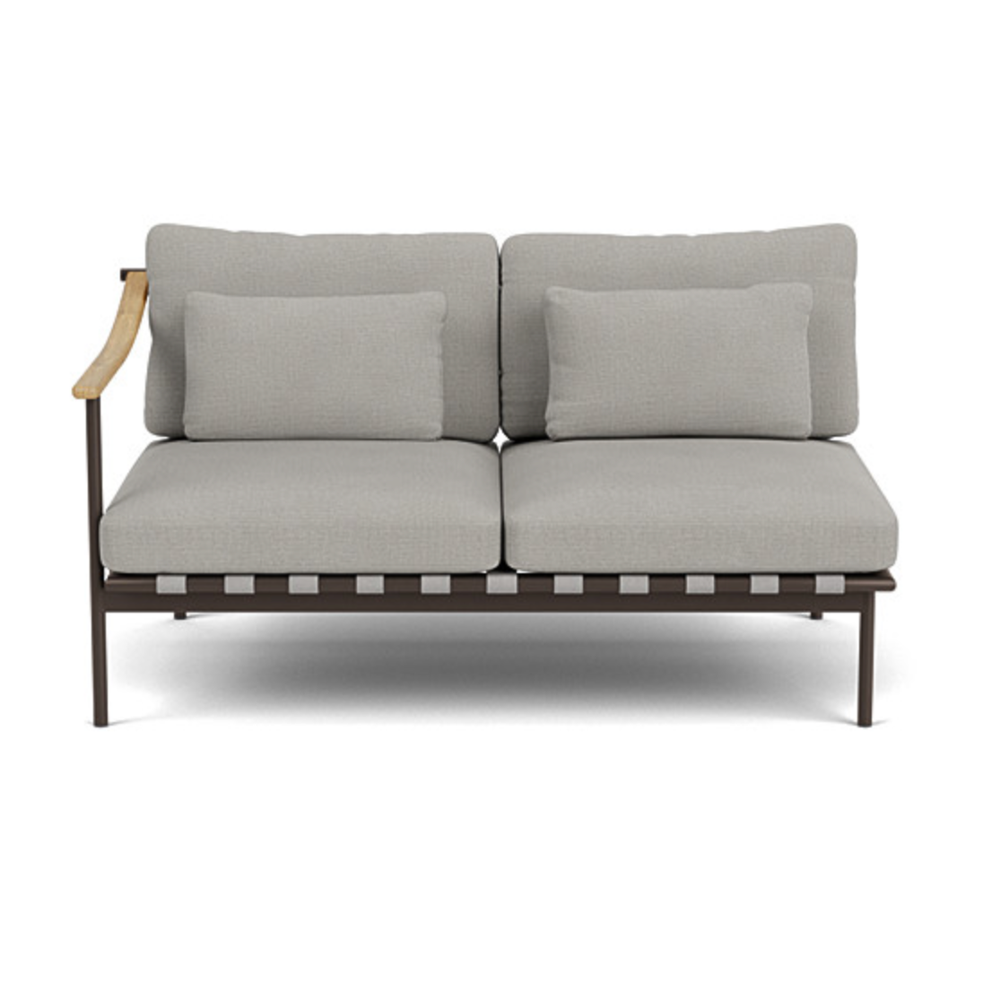 Barlow Tyrie I Around Deep Seating Zweisitzer mit Teakarmlehne links