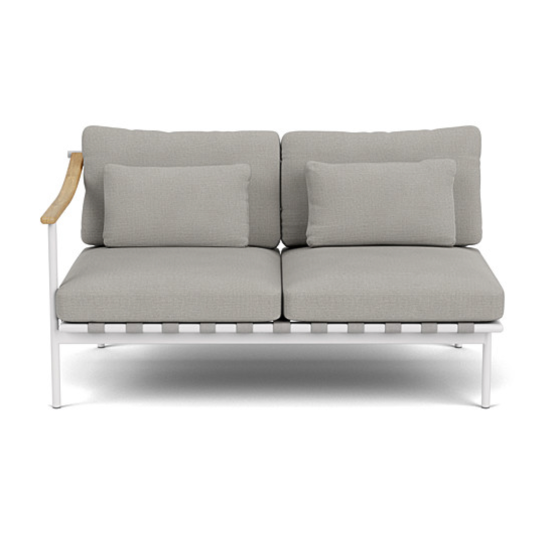 Barlow Tyrie I Around Deep Seating Zweisitzer mit Teakarmlehne links