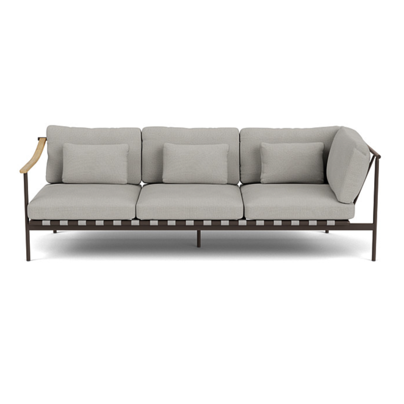 Barlow Tyrie I Around Deep Seating Dreisitzer-Eckmodul mit Teakarmlehne links