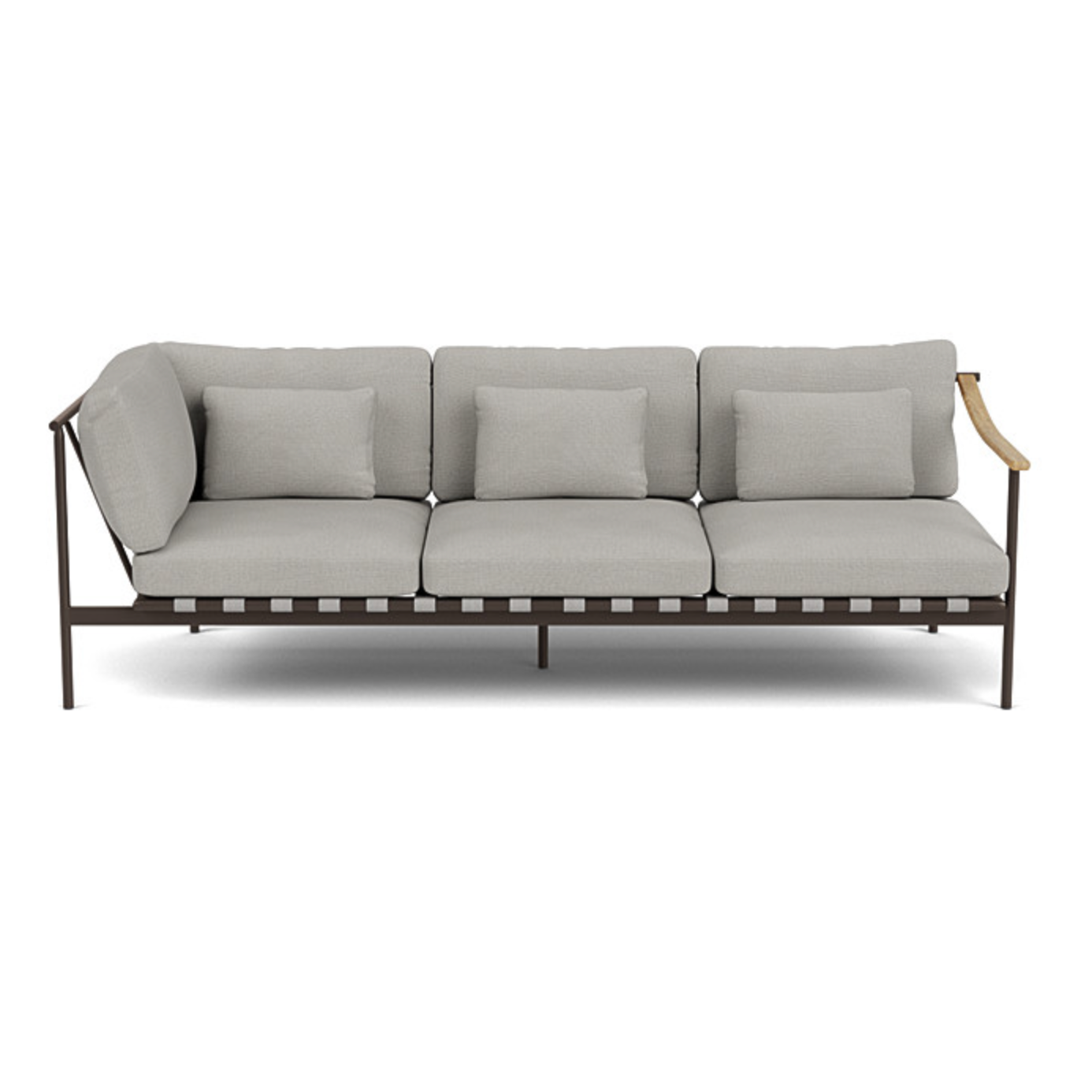 Barlow Tyrie I Around Deep Seating Dreisitzer-Eckmodul mit Teakarmlehne rechts